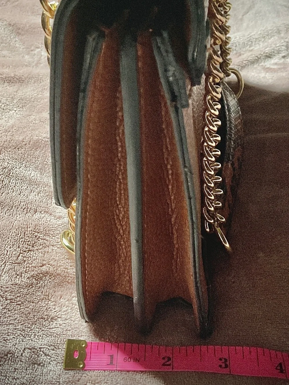 Steve Madden Throwback Turnkey Shoulder Chain Top Handle Pebble Faux Leather Tan